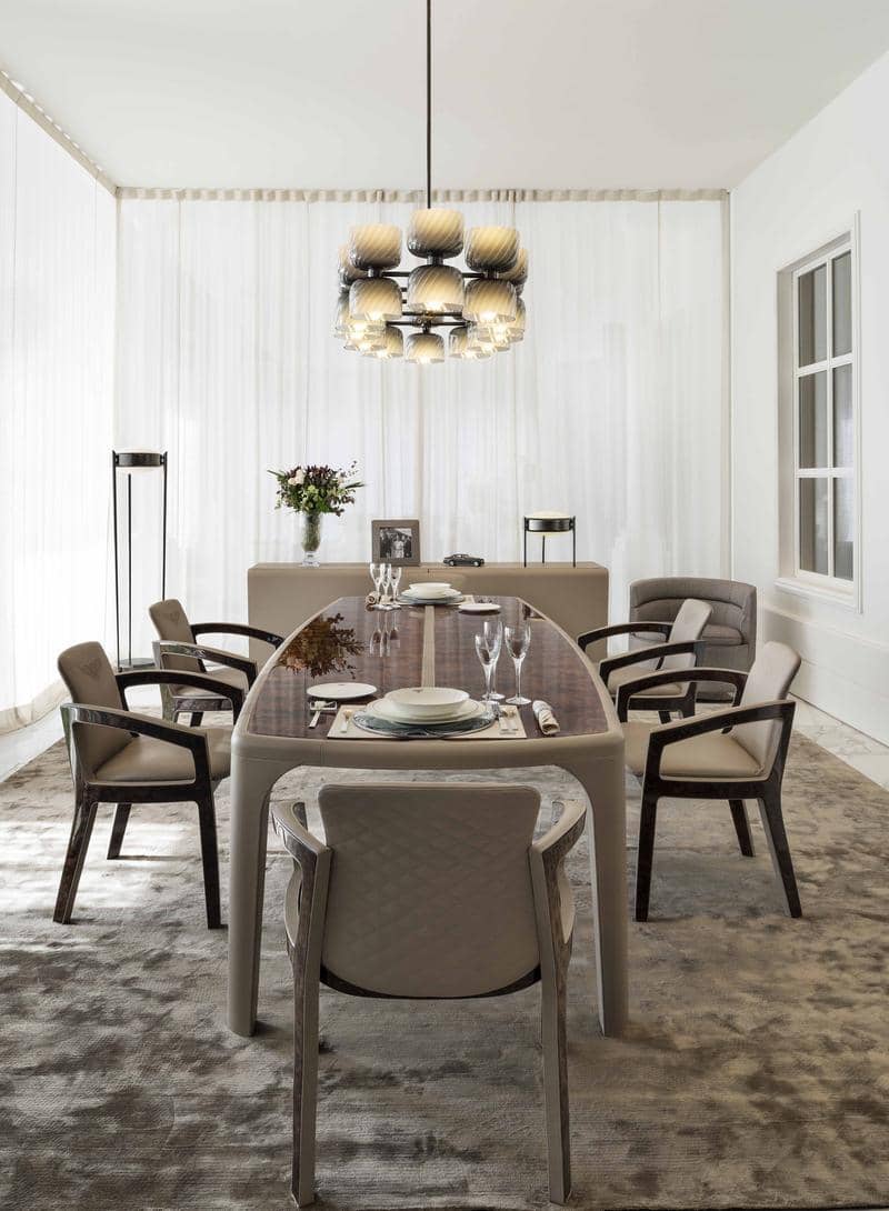 BE Bradley table and Melanie Royce chairs with Talbot chandelier